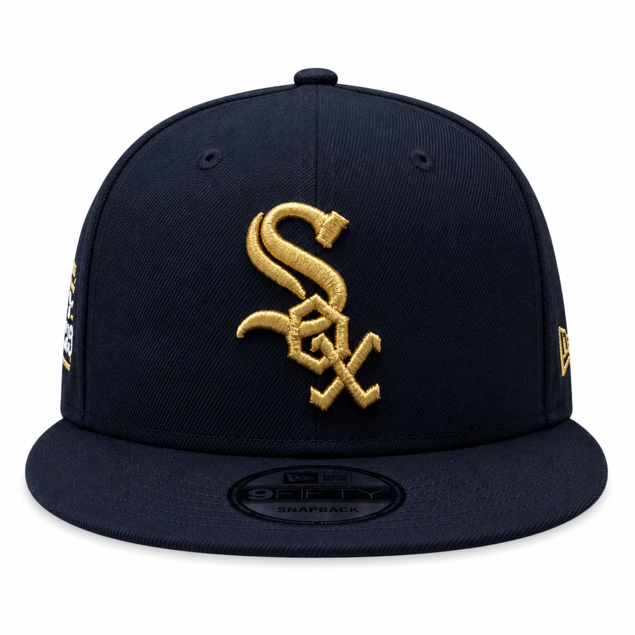 Mens Chicago White Sox New Era Black Gold Rush Cooperstown Collection Black and Gold 9FIFTY Snapback Hat Official Team Hat Sports Fan Cap Official NFL Team Hat Football Fan Cap
