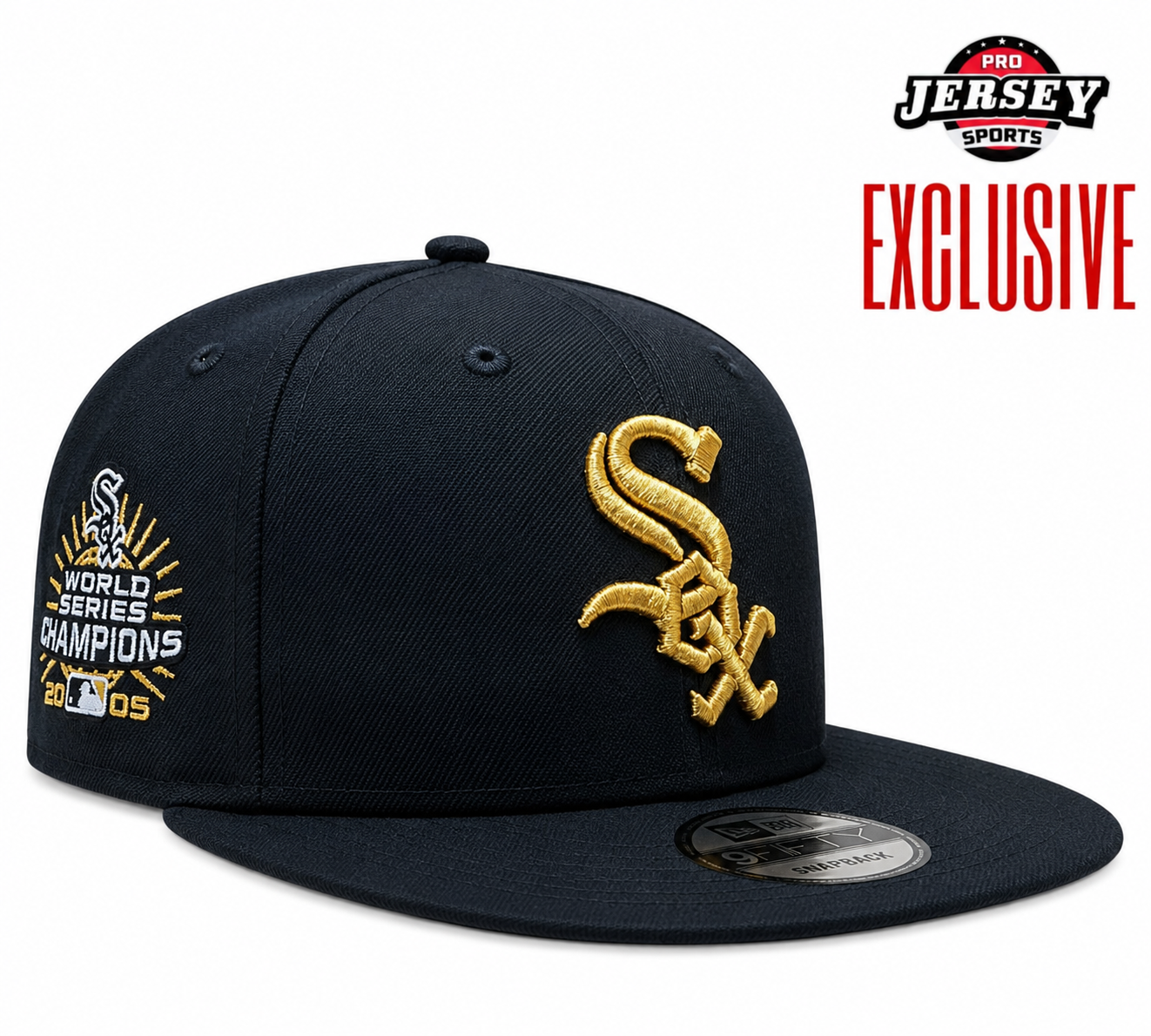Mens Chicago White Sox New Era Black Gold Rush Cooperstown Collection Black and Gold 9FIFTY Snapback Hat Official Team Hat Sports Fan Cap Official NFL Team Hat Football Fan Cap
