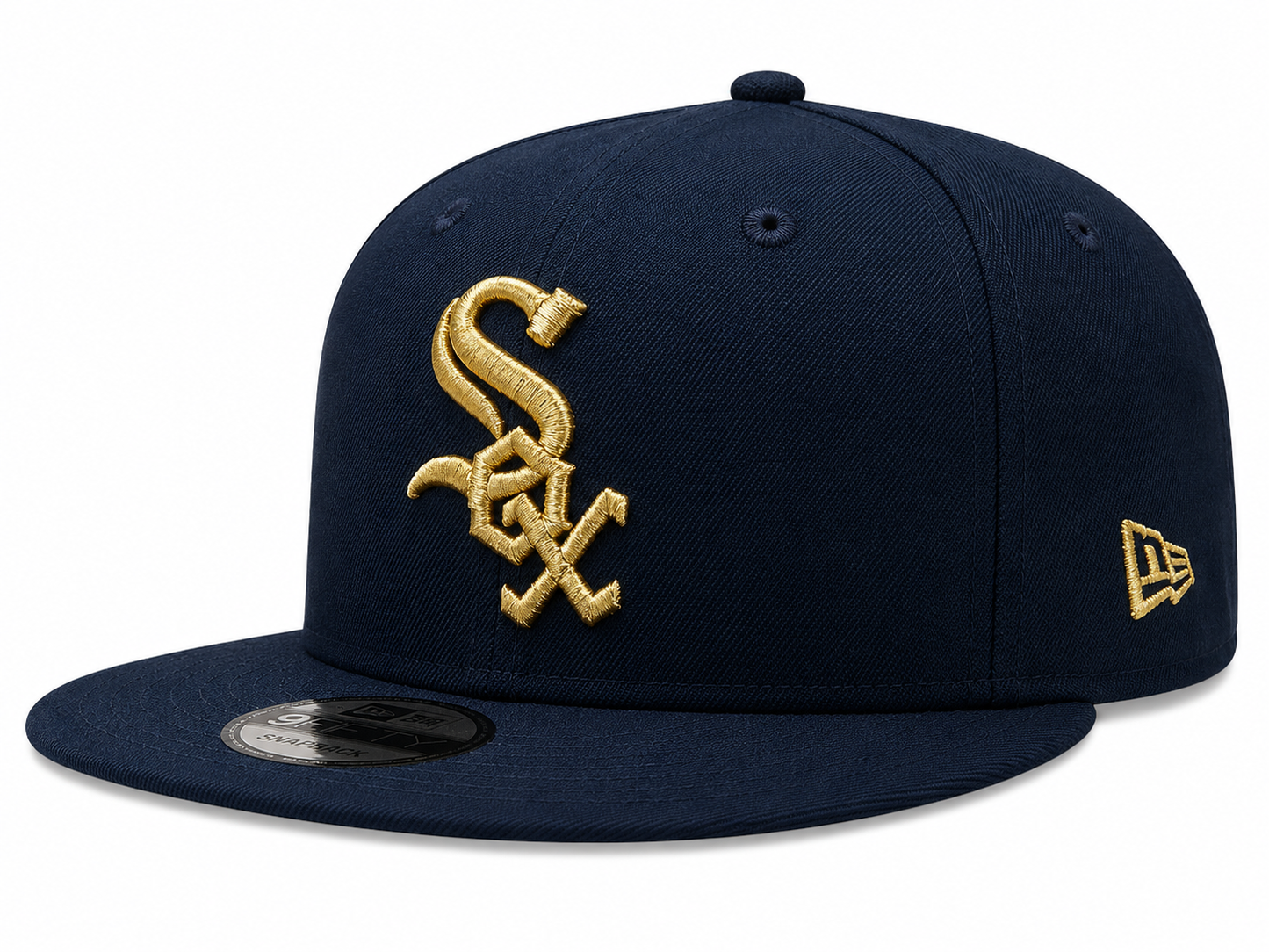 Mens Chicago White Sox New Era Black Gold Rush Cooperstown Collection Black and Gold 9FIFTY Snapback Hat Official Team Hat Sports Fan Cap Official NFL Team Hat Football Fan Cap