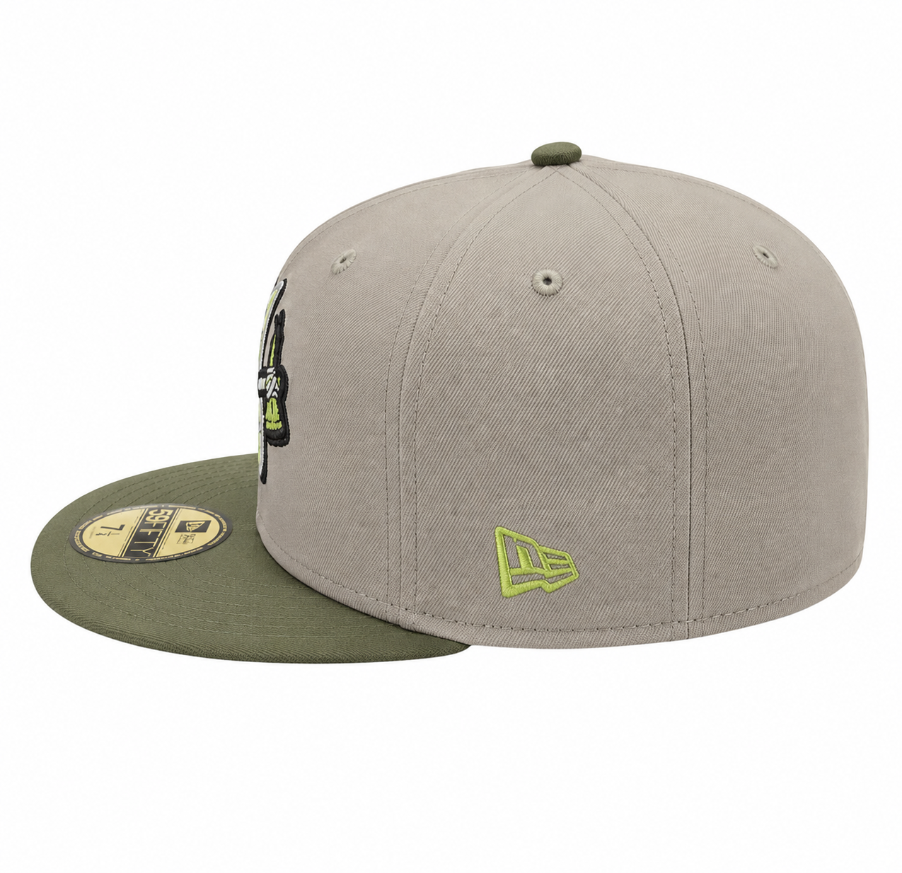 Atlanta Braves New Era 2 Tone Stone/ Green Bark Sevendust Home inspired 59FIFTY Fitted Hat Official Team Hat Sports Fan Cap Official NFL Team Hat Football Fan Cap