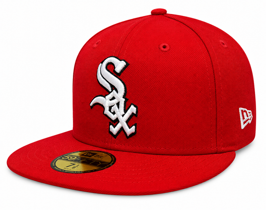 Chicago White Sox Primary Logo Red New Era 59FIFTY Fitted Hat Official Team Hat Sports Fan Cap Official NFL Team Hat Football Fan Cap