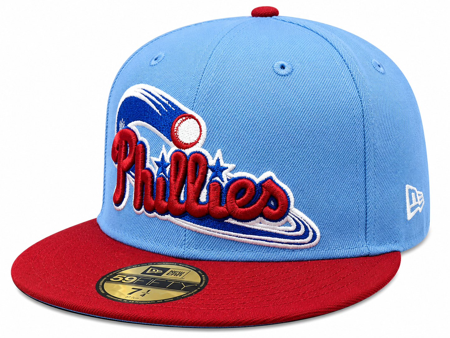 Philadelphia Phillies MLB 1996 ASG 2 Tone Sky Blue/Cardinal New Era 59FIFTY Fitted Hat Official Team Hat Sports Fan Cap Official NFL Team Hat Football Fan Cap
