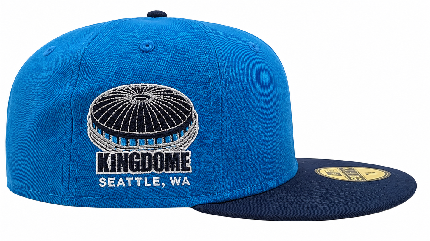Seattle Mariners New Era 2 Tone Sunwash Ocean Blue Nirvana Nevermind Inspired 59FIFTY Fitted Hat Official Team Hat Sports Fan Cap Official NFL Team Hat Football Fan Cap