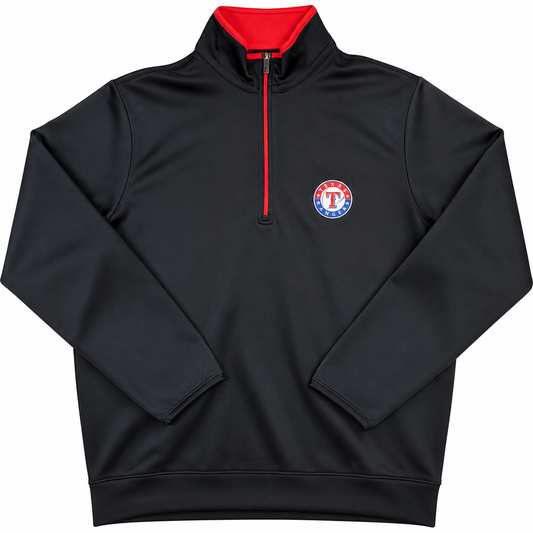 Men's Texas Rangers Antigua Navy Leader Quarter-Zip Pullover Jacket Official Sports Fan Gear Official NFL Fan Gear
