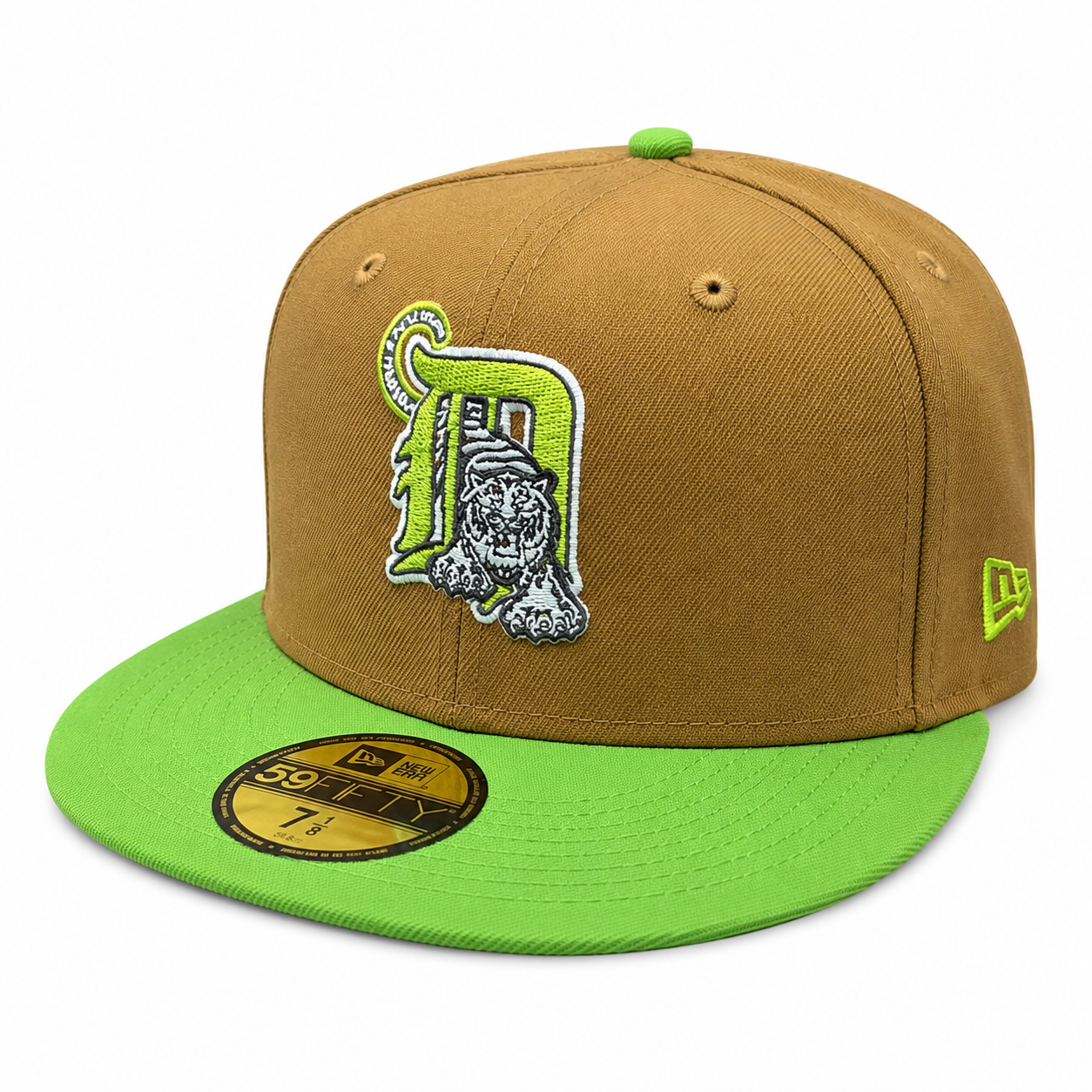 Detroit Tigers New Era Wheat/Lime Cooper 59FIFTY Fitted Hat Official Team Hat Sports Fan Cap Official NFL Team Hat Football Fan Cap