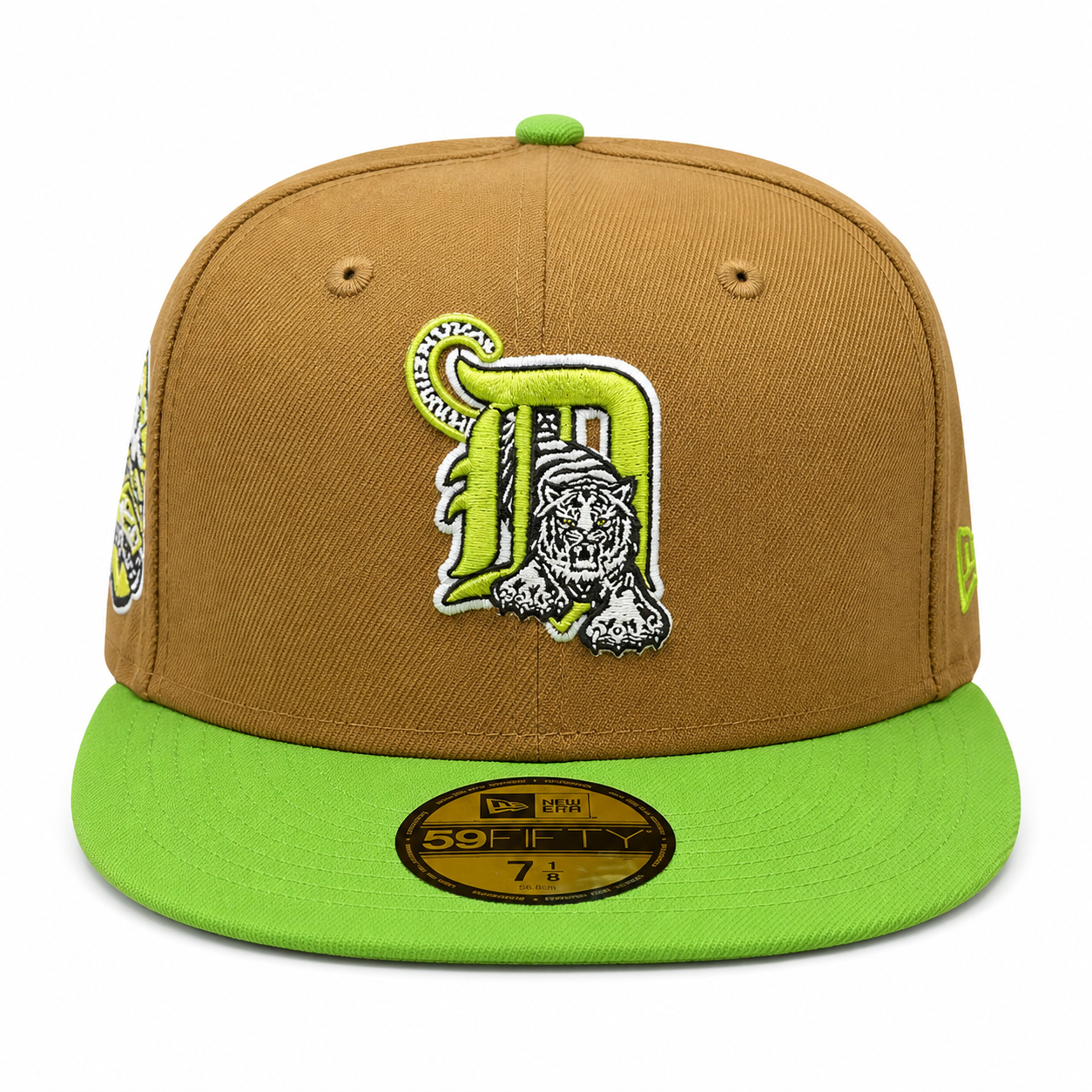 Detroit Tigers New Era Wheat/Lime Cooper 59FIFTY Fitted Hat Official Team Hat Sports Fan Cap Official NFL Team Hat Football Fan Cap