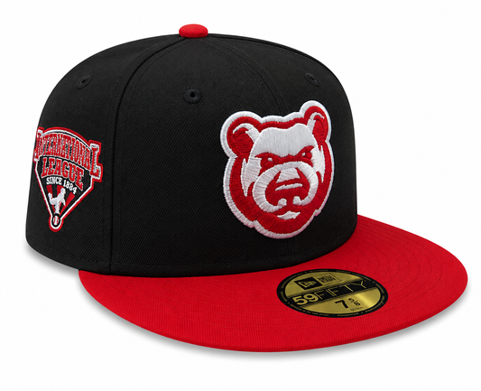 Iowa Cubs New Era MILB 2 Tone Black/Red 59FIFTY Fitted Hat Official Team Hat Sports Fan Cap Official NFL Team Hat Football Fan Cap