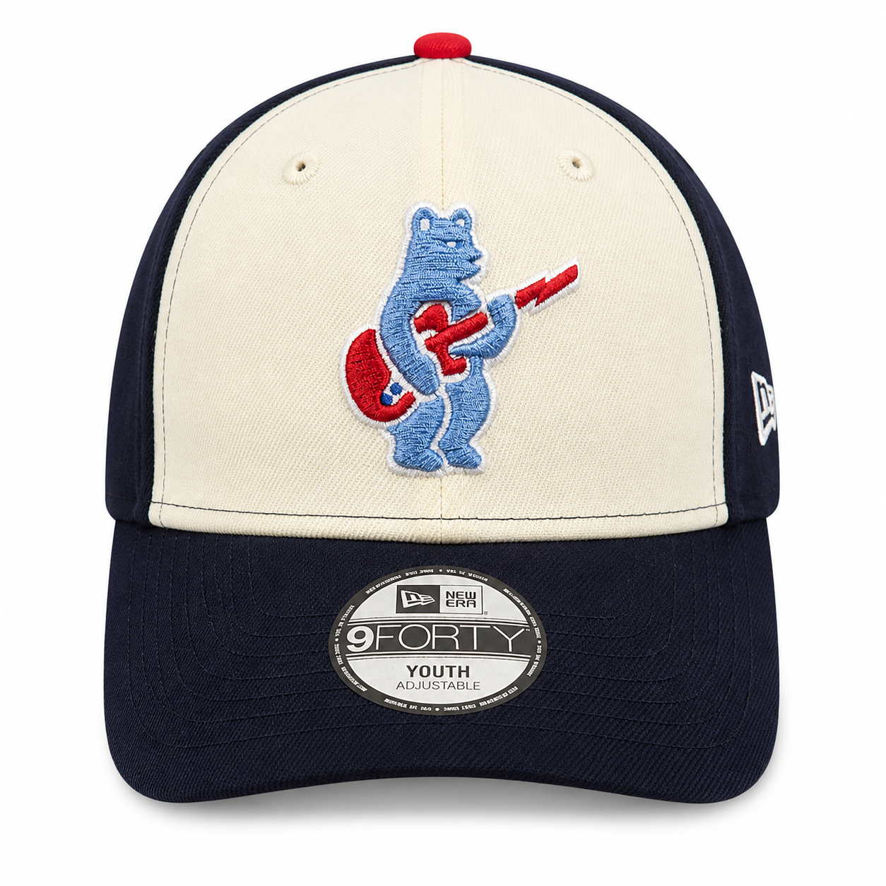 Youth Chicago Cubs Alternate 2 Guitar Bear 9FORTY Adjustable Chrome/Navy Blue Cap By New Era Official Team Hat Sports Fan Cap Official NFL Team Hat Football Fan Cap