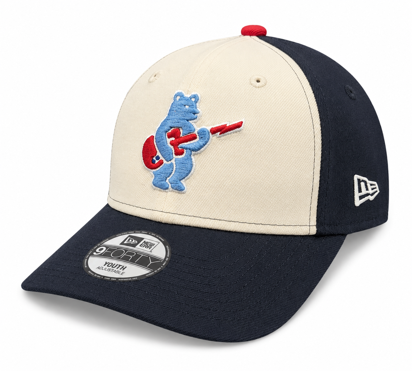 Youth Chicago Cubs Alternate 2 Guitar Bear 9FORTY Adjustable Chrome/Navy Blue Cap By New Era Official Team Hat Sports Fan Cap Official NFL Team Hat Football Fan Cap