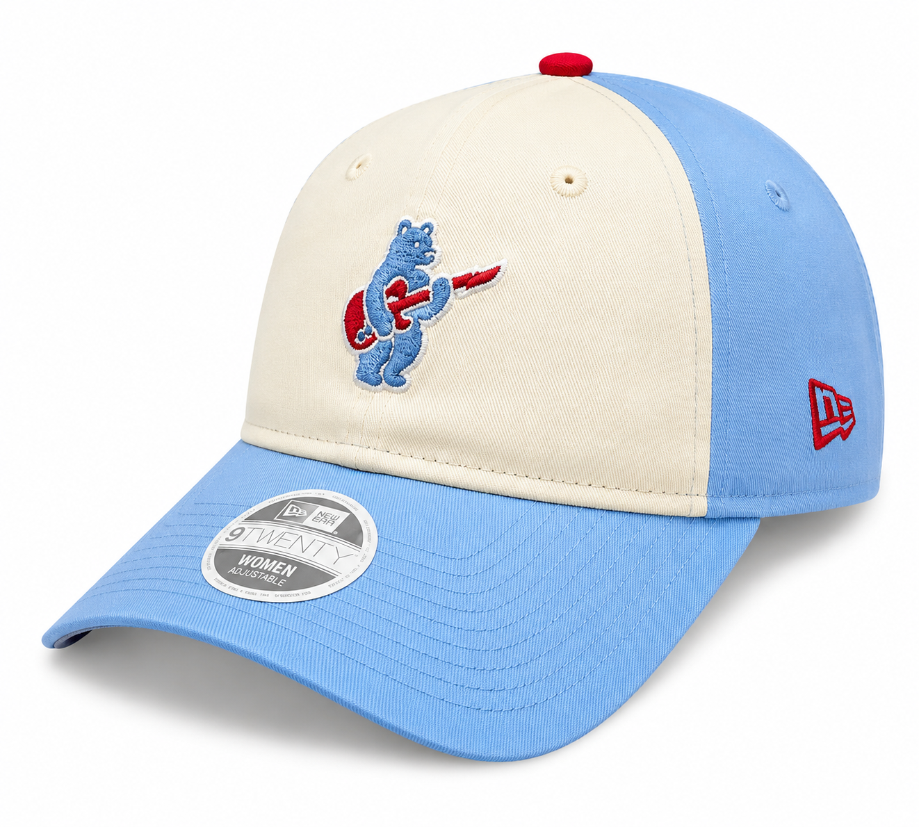 Women's Chicago Cubs Guitar Bear Alternate Micro Baby Blue New Era 9TWENTY Adjustable Hat Official Team Hat Sports Fan Cap Official NFL Team Hat Football Fan Cap