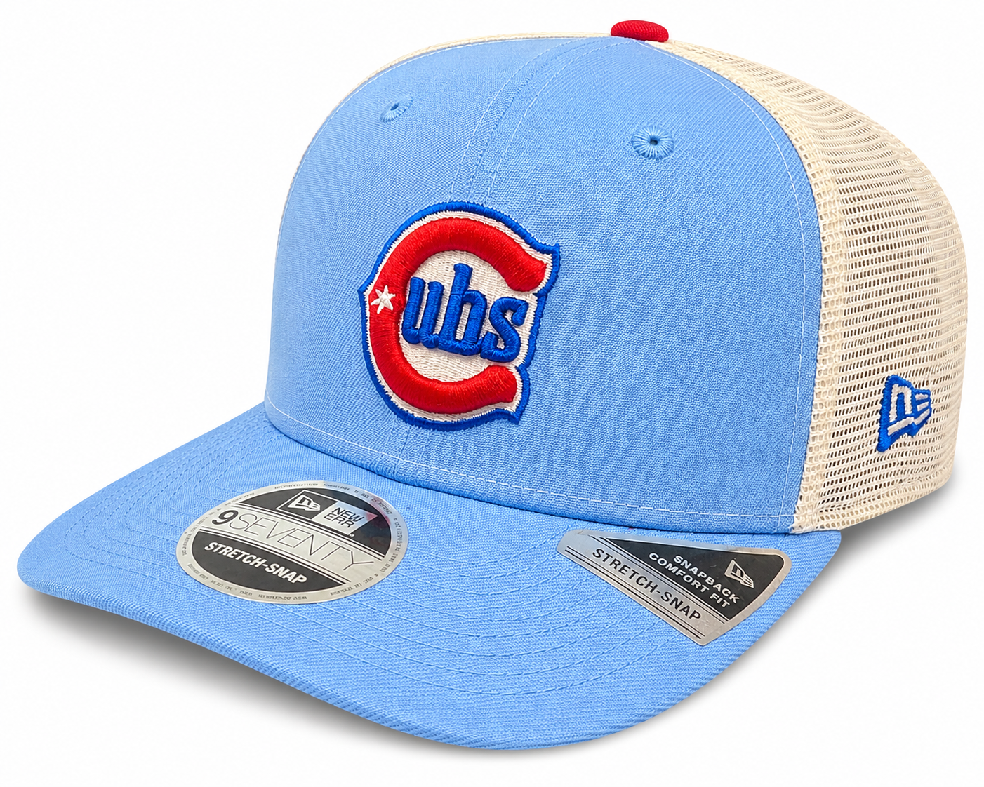 Chicago Cubs New Era Sky Blue/Red Alternate 2 9SEVENTY Trucker Hat Official Team Hat Sports Fan Cap Official NFL Team Hat Football Fan Cap