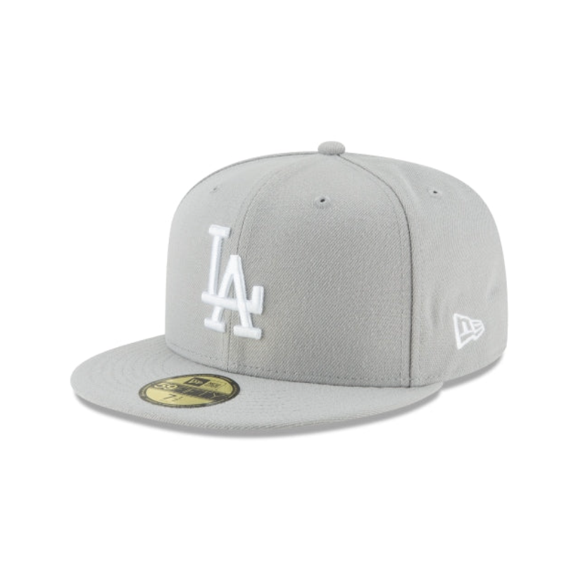 Los Angeles Dodgers MLB League Essential 59FIFTY Fitted New Era Gray/White Official Team Hat Sports Fan Cap Official NFL Team Hat Football Fan Cap