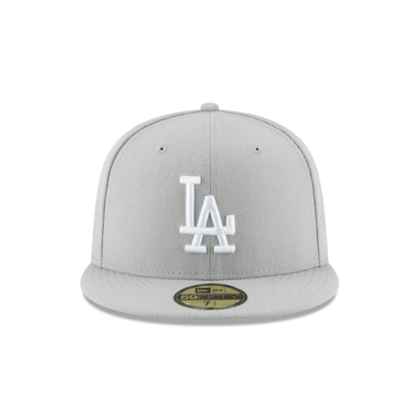Los Angeles Dodgers MLB League Essential 59FIFTY Fitted New Era Gray/White Official Team Hat Sports Fan Cap Official NFL Team Hat Football Fan Cap