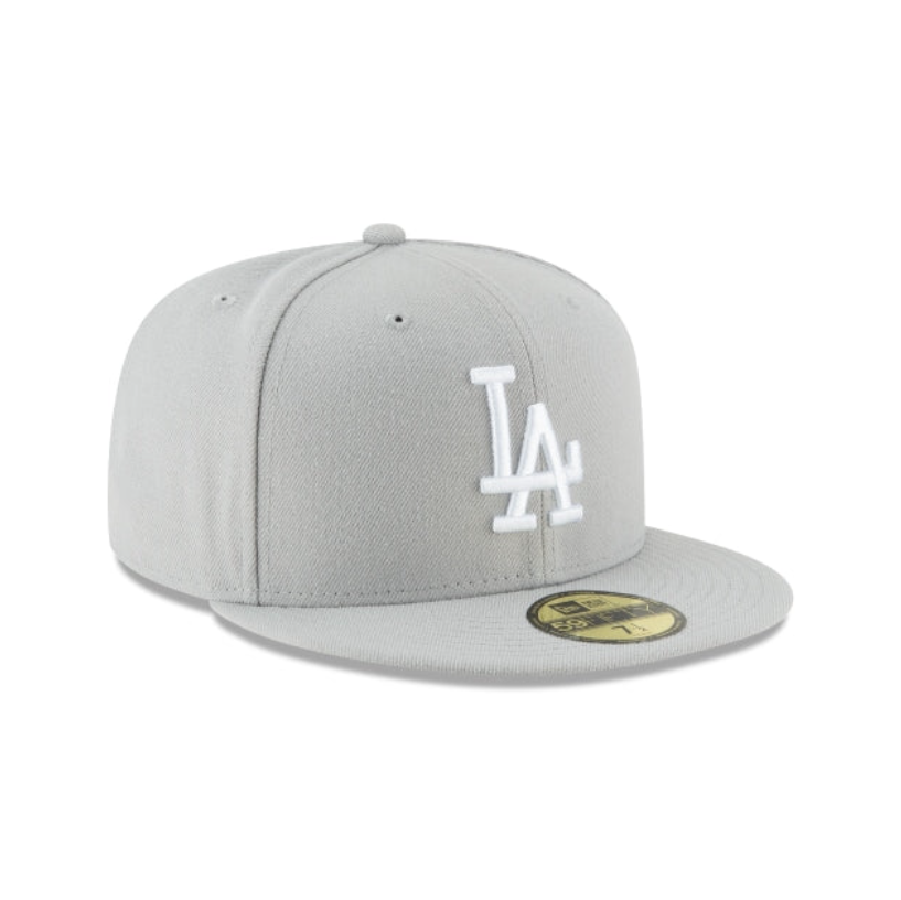 Los Angeles Dodgers MLB League Essential 59FIFTY Fitted New Era Gray/White Official Team Hat Sports Fan Cap Official NFL Team Hat Football Fan Cap