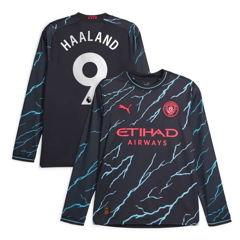 Erling Haaland Manchester City 2023 24 Third Long Sleeve Player Jersey - Navy Official Team Jersey Sports Fan Apparel