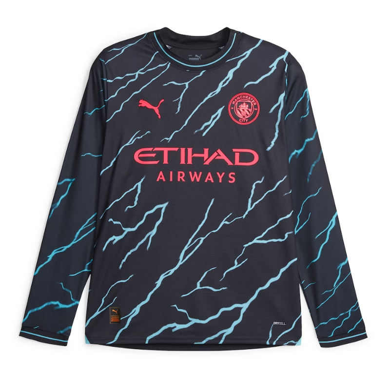 Erling Haaland Manchester City 2023 24 Third Long Sleeve Player Jersey - Navy Official Team Jersey Sports Fan Apparel