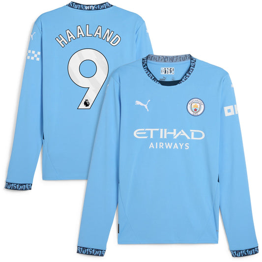 Erling Haaland Manchester City Puma 2024 25 Home Long Sleeve Player Jersey - Light Blue Official Team Jersey Sports Fan Apparel