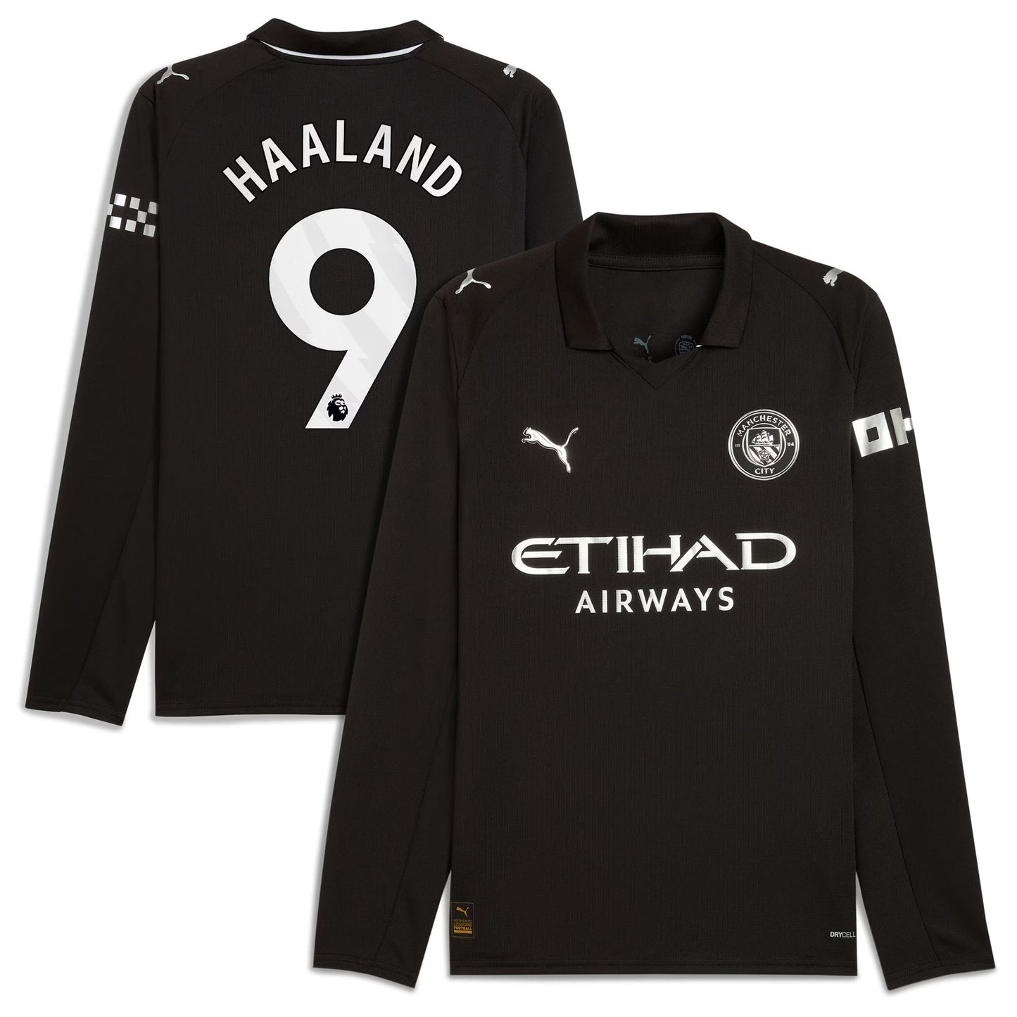 Erling Haaland Manchester City Puma 2025 26 Away Long Sleeve Player Jersey - Black Official Team Jersey Sports Fan Apparel