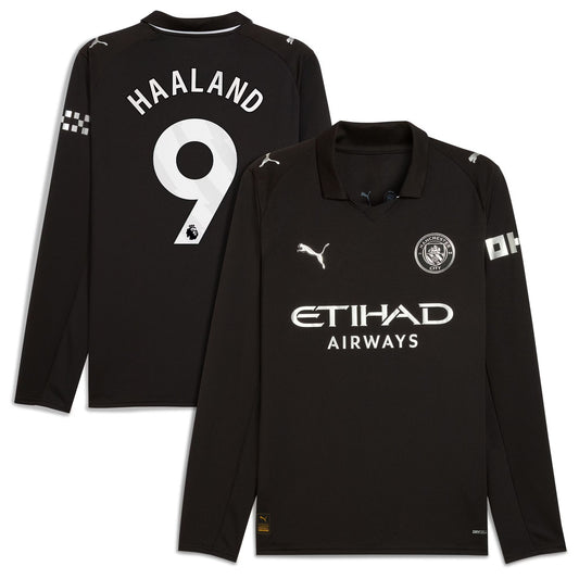 Erling Haaland Manchester City Puma 2025 26 Away Long Sleeve Player Jersey - Black Official Team Jersey Sports Fan Apparel