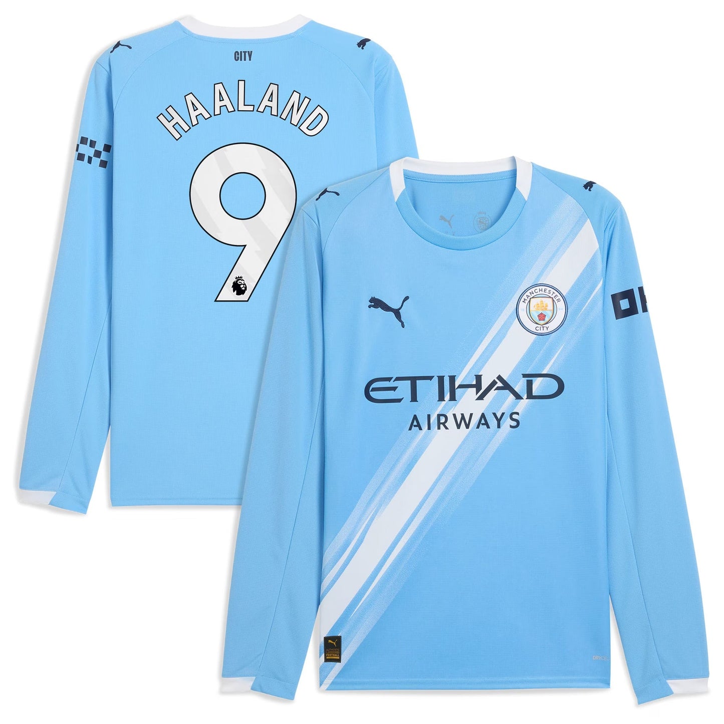 Erling Haaland Manchester City Puma 2025 26 Home Long Sleeve Player Jersey - Sky Blue Official Team Jersey Sports Fan Apparel