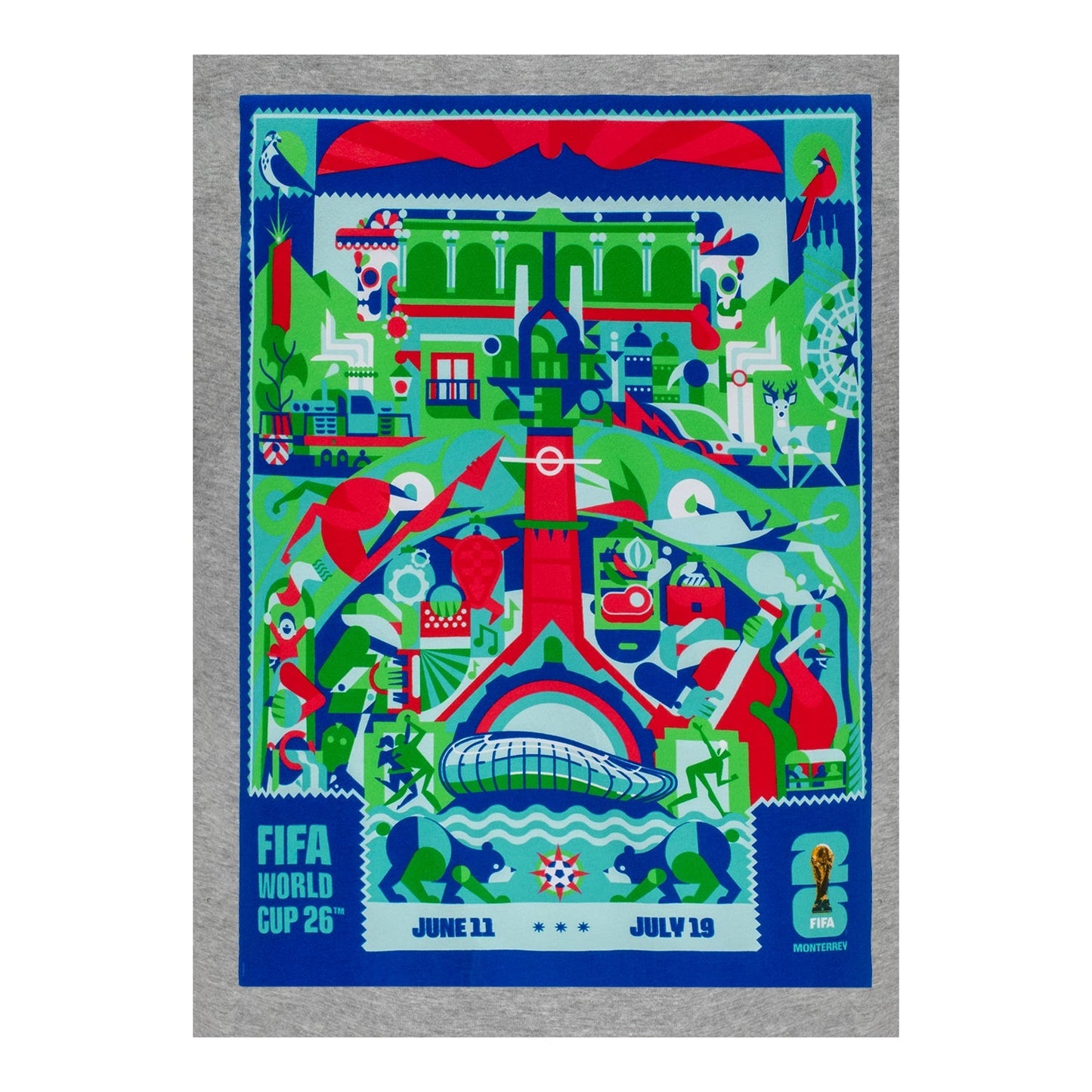 FIFA World Cup 2026 Monterrey Poster Grey T-Shirt ESP - Unisex Casual Graphic T Shirt