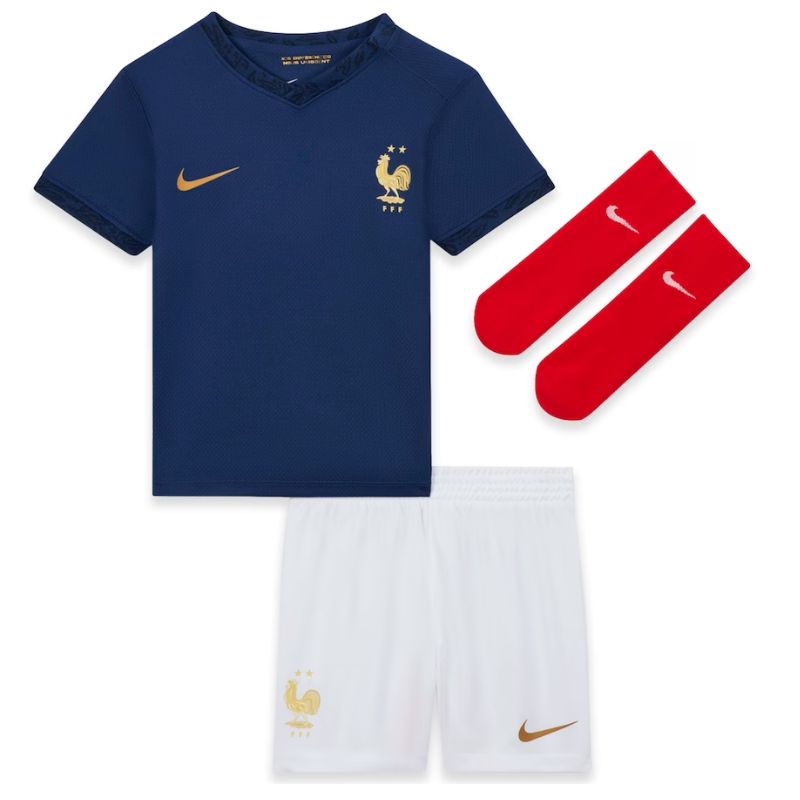 France Home Kit 2022 - Kids - Kylian Mbappé 10 Jersey - Navy Official Team Jersey Sports Fan Apparel