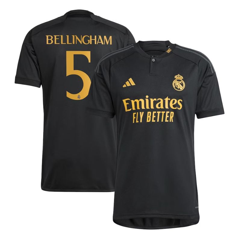 Jude Bellingham Real Madrid Adidas 2023 24 Third Player Jersey - Black Official Team Jersey Sports Fan Apparel