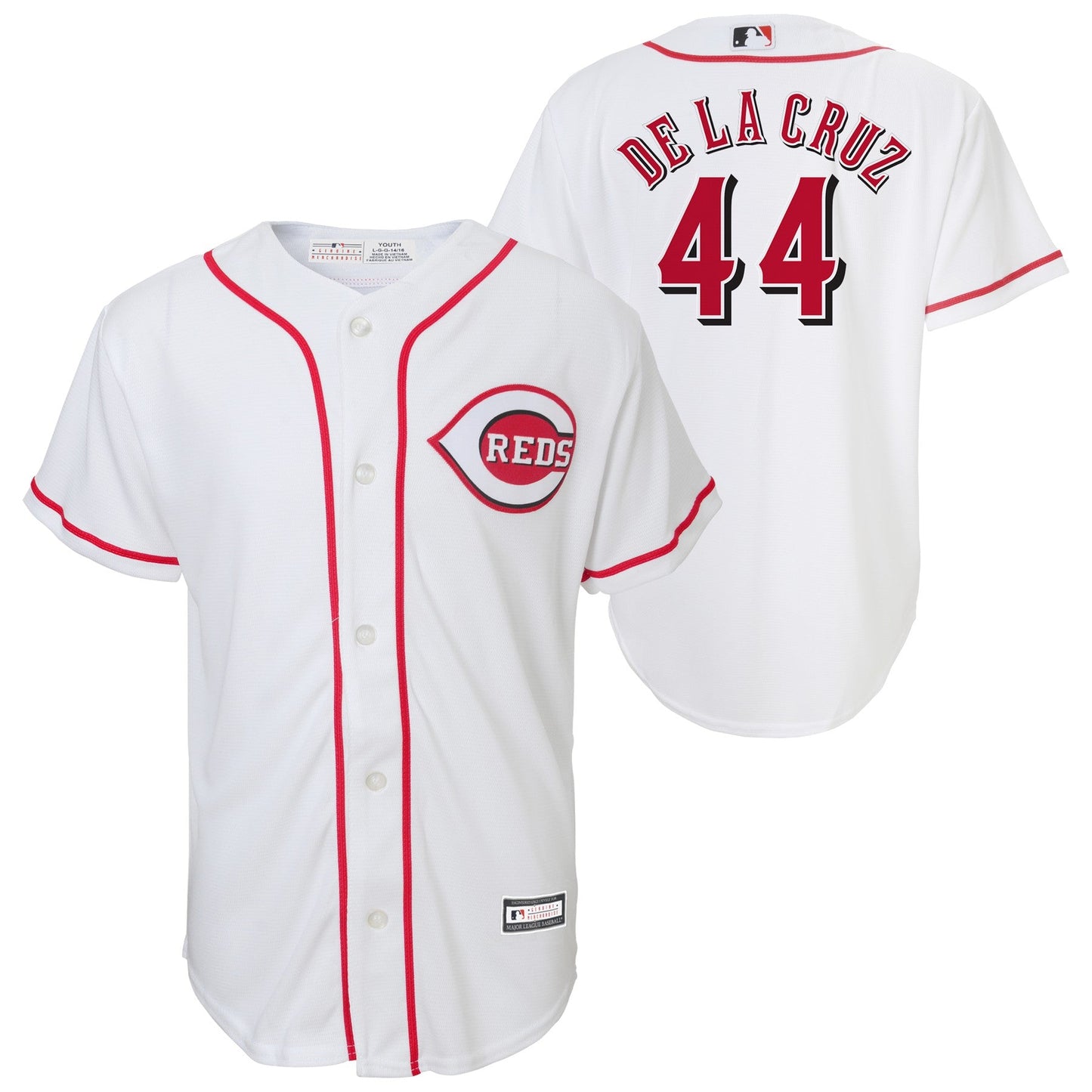Youth Cincinnati Reds Elly De La Cruz MLB Home Replica Screen Print Jersey Official Team Jersey Sports Fan Apparel Official NFL Team Jersey Football Fan Apparel