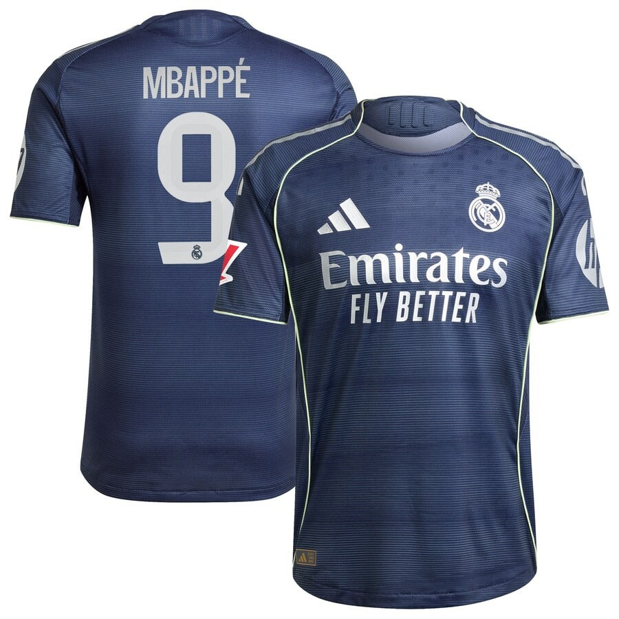 Kylian Mbappé Real Madrid adidas 2025 26 Away Player Jersey - Blue Official Team Jersey Sports Fan Apparel