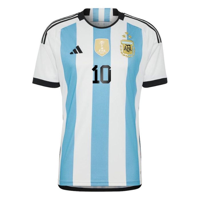 Lionel Messi 10 Argentina National Team 2022 23 Winner Player Jersey - White Official Team Jersey Sports Fan Apparel