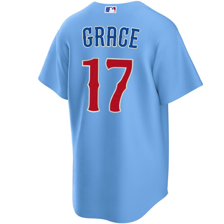 NIKE Men's Chicago Cubs Mark Grace #17 Light Blue 2nd Alternate Replica Jersey Official Team Jersey Sports Fan Apparel Official NFL Team Jersey Football Fan Apparel