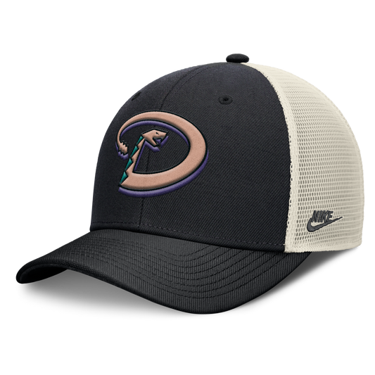 Arizona Diamondbacks Nike Rise Black Adjustable Snapback Trucker Hat Official Team Hat Sports Fan Cap Official NFL Team Hat Football Fan Cap