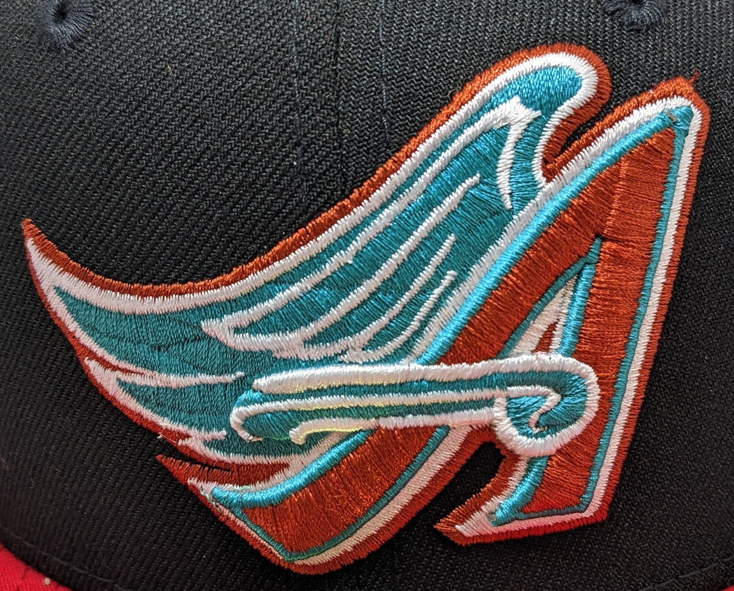 Anaheim Angels New Era 2 Tone Black/Red Guns N Roses Inspired Rock Pack 59FIFTY Fitted Hat Official Team Hat Sports Fan Cap Official NFL Team Hat Football Fan Cap