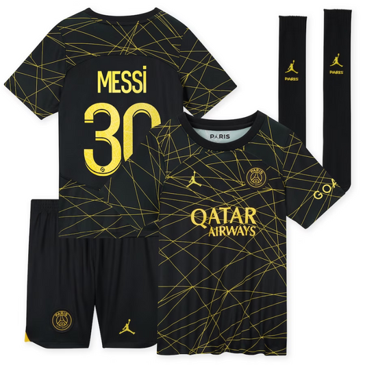 Paris Saint-Germain Fourth 2022-23 - Little Kids with Messi 30 printing Official Team Jersey Sports Fan Apparel