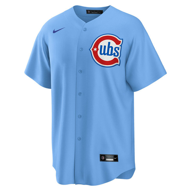 NIKE Men's Chicago Cubs Pete Crow-Armstrong #4 Light Blue 2nd Alternate Replica Jersey Official Team Jersey Sports Fan Apparel Official NFL Team Jersey Football Fan Apparel