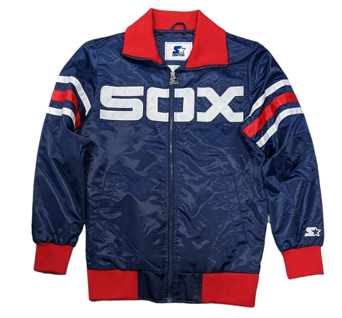 Men's Chicago White Sox The Captain II Cooperstown Collection Navy Starter Varsity Jacket Official Team Hat Sports Fan Cap Official NFL Team Hat Football Fan Cap