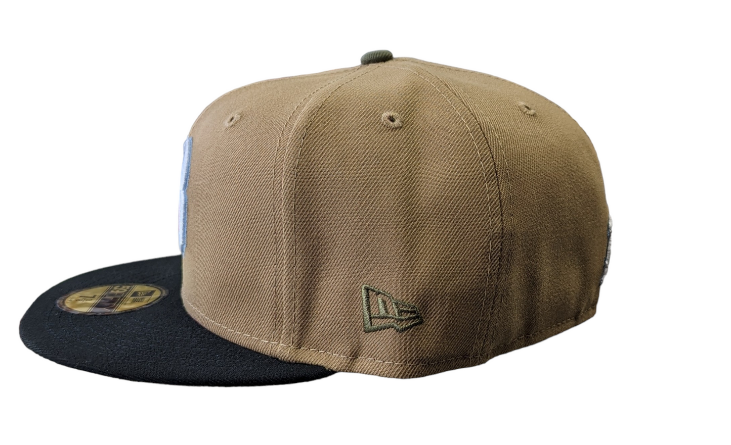 Birmingham Barons "Biff" New Era Southern League Khaki/Black/Olive 59FIFTY Fitted Hat Official Team Hat Sports Fan Cap Official NFL Team Hat Football Fan Cap