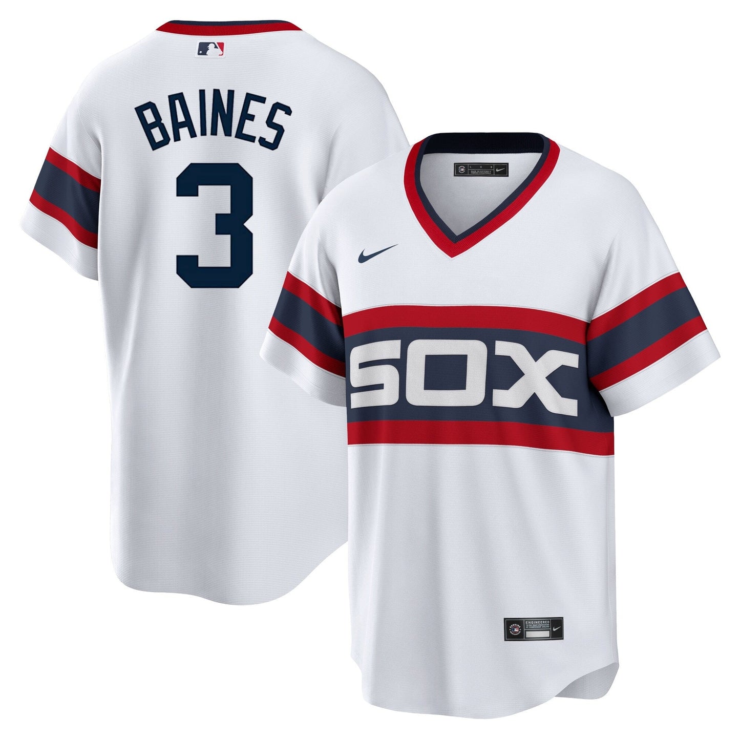 NIKE Men's Harold Baines Chicago White Sox Sunday 1983 Alternate White Premium Twill Replica Jersey Official Team Jersey Sports Fan Apparel Official NFL Team Jersey Football Fan Apparel