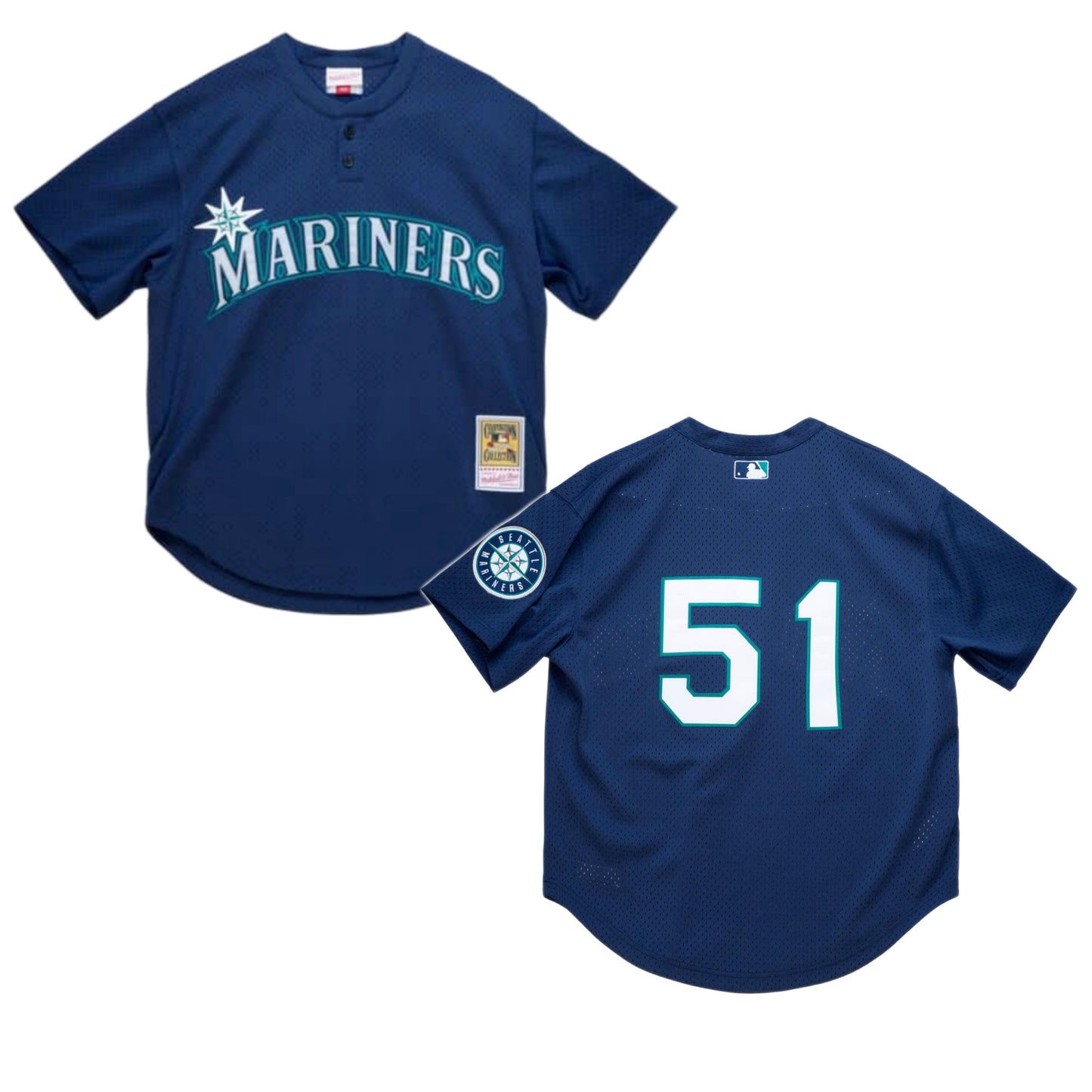 Men's Seattle Mariners Ichiro Suzuki 2002 Mitchell & Ness Navy Cooperstown Collection Mesh Batting Practice Jersey Official Team Jersey Sports Fan Apparel Official NFL Team Jersey Football Fan Apparel