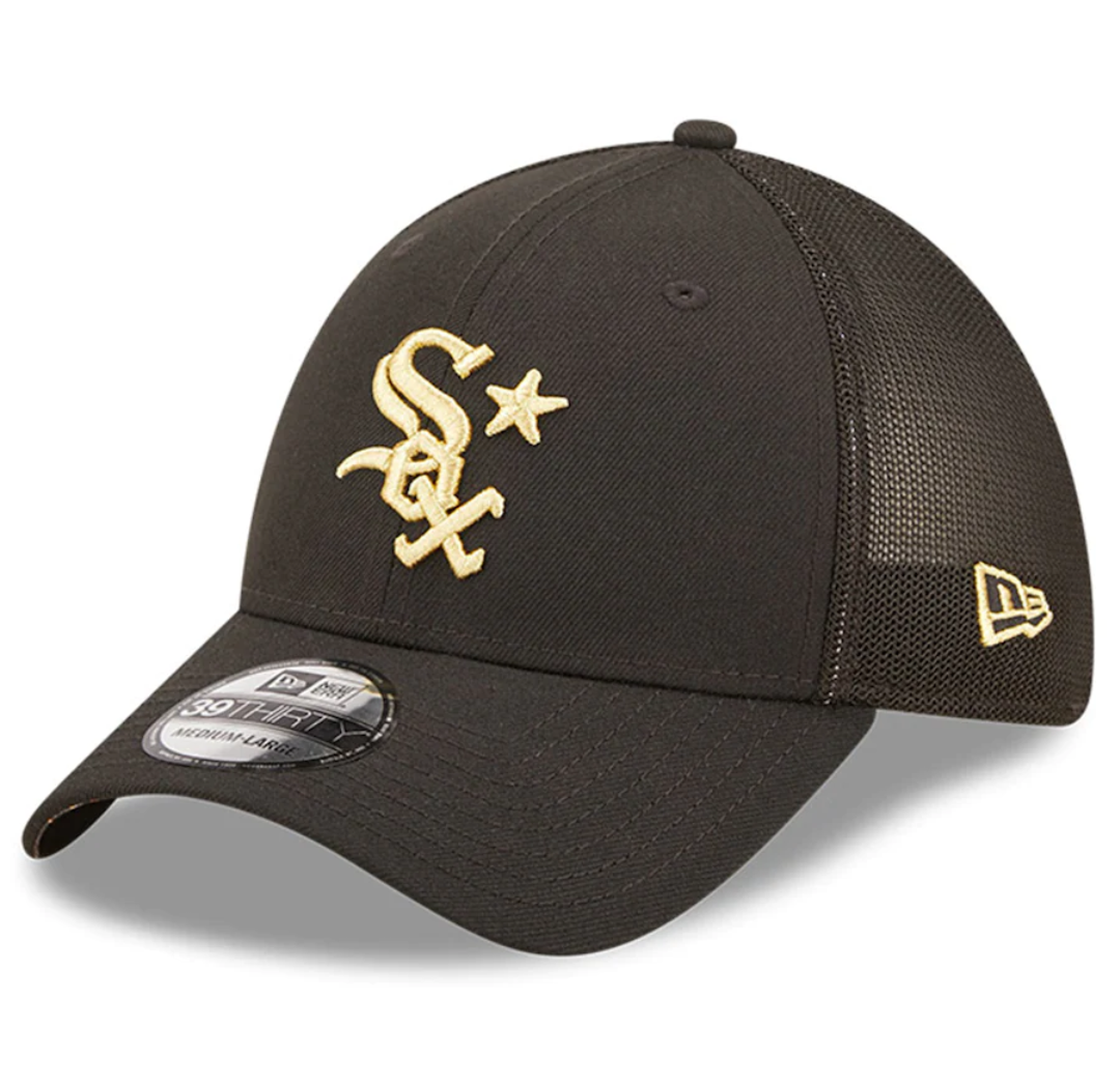 Chicago White Sox New Era 2022 All Star Game Black/ Gold 39THIRTY Flex Fit Hat Official Team Hat Sports Fan Cap Official NFL Team Hat Football Fan Cap
