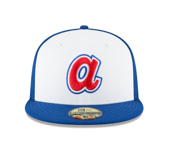 Men's Atlanta Braves Cooperstown Collection White/Royal 59Fifty Fitted Hat Official Team Hat Sports Fan Cap Official NFL Team Hat Football Fan Cap