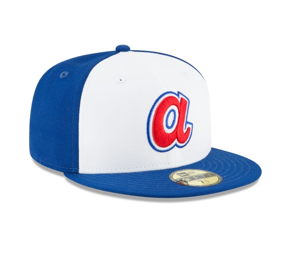 Men's Atlanta Braves Cooperstown Collection White/Royal 59Fifty Fitted Hat Official Team Hat Sports Fan Cap Official NFL Team Hat Football Fan Cap