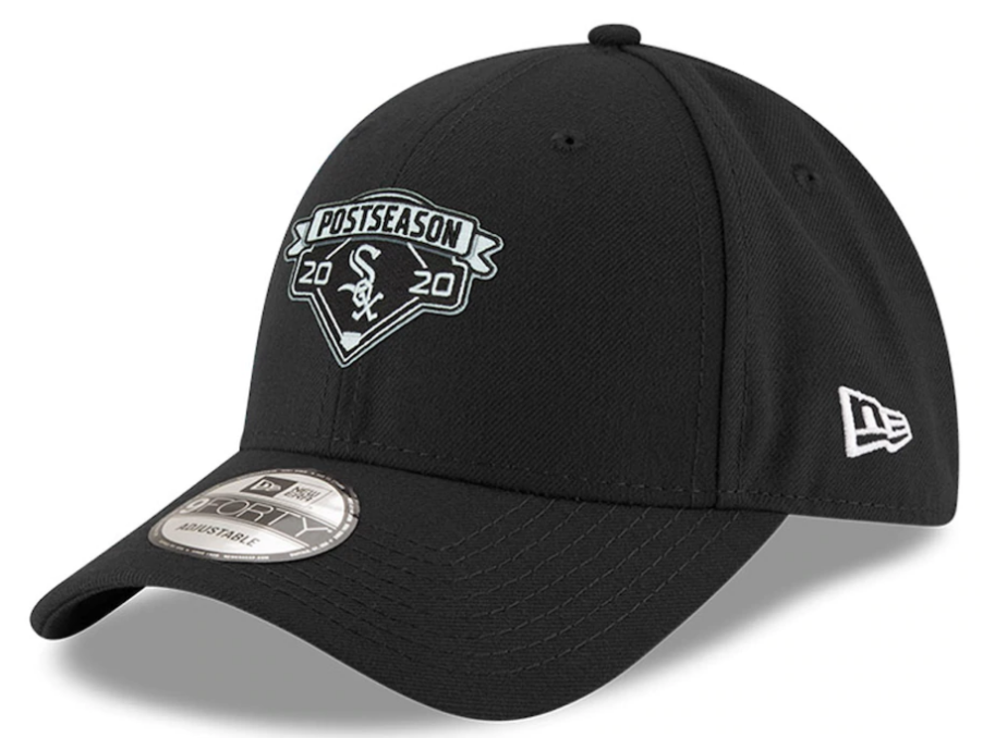 Men's Chicago White Sox New Era Black 2020 Postseason Locker Room 9FORTY Adjustable Hat Official Team Hat Sports Fan Cap Official NFL Team Hat Football Fan Cap