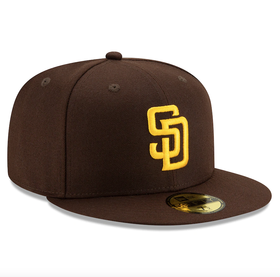 Men's San Diego Padres New Era Brown Authentic Collection On-Field 59FIFTY Fitted Hat Official Team Hat Sports Fan Cap Official NFL Team Hat Football Fan Cap