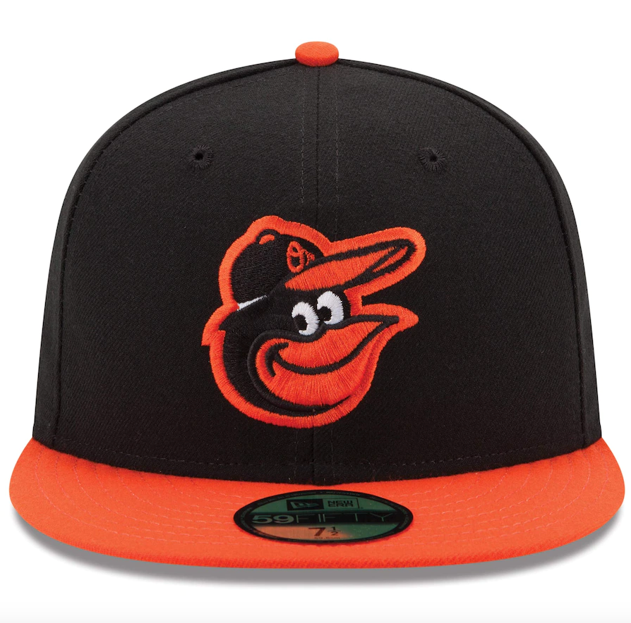 Men's Baltimore Orioles New Era Black/Orange Road Authentic Collection On-Field 59FIFTY Fitted Hat Official Team Hat Sports Fan Cap Official NFL Team Hat Football Fan Cap