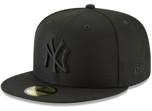 New York Yankees Tonal Black On Black 59Fifty Fitted Hat Official Team Hat Sports Fan Cap Official NFL Team Hat Football Fan Cap