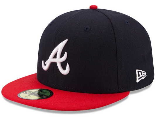 Men's Atlanta Braves New Era Navy/Red Home Authentic Collection On-Field 59FIFTY Fitted Hat Official Team Hat Sports Fan Cap Official NFL Team Hat Football Fan Cap
