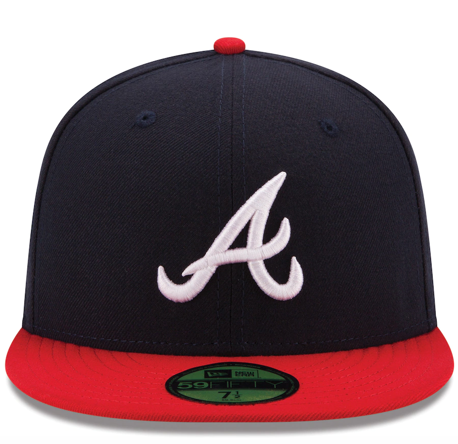 Men's Atlanta Braves New Era Navy/Red Home Authentic Collection On-Field 59FIFTY Fitted Hat Official Team Hat Sports Fan Cap Official NFL Team Hat Football Fan Cap