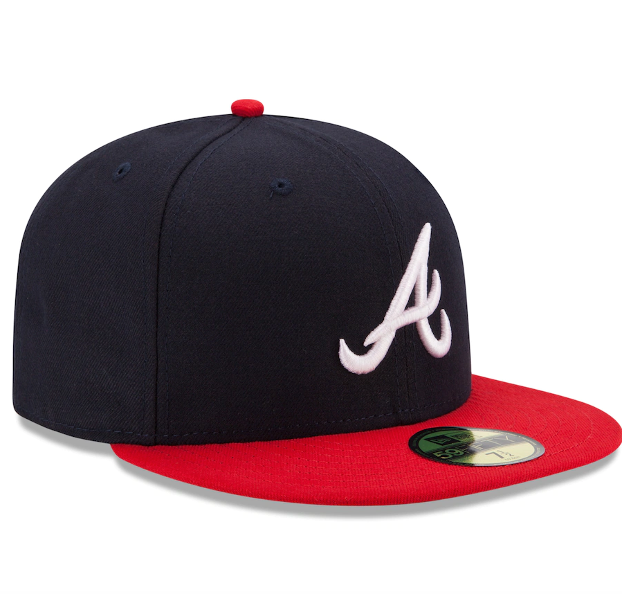 Men's Atlanta Braves New Era Navy/Red Home Authentic Collection On-Field 59FIFTY Fitted Hat Official Team Hat Sports Fan Cap Official NFL Team Hat Football Fan Cap