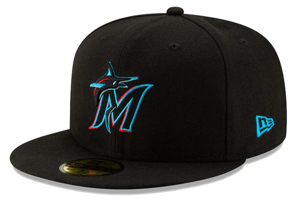 Men's Miami Marlins New Era Black Authentic Collection On-Field 59FIFTY Fitted Hat Official Team Hat Sports Fan Cap Official NFL Team Hat Football Fan Cap